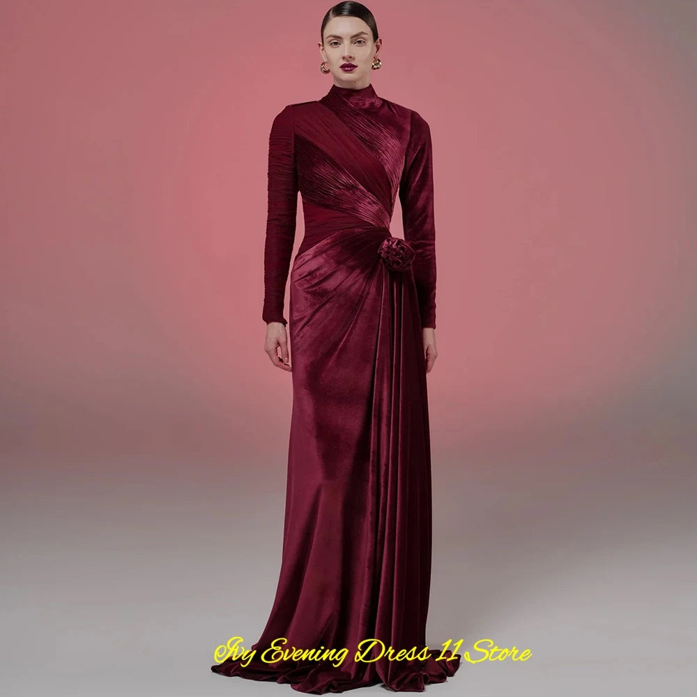👑 QUEEN VELOURS FLEURS — ROBE LONGUE SOIRÉE SUR MESURE RUNWAY EDITION