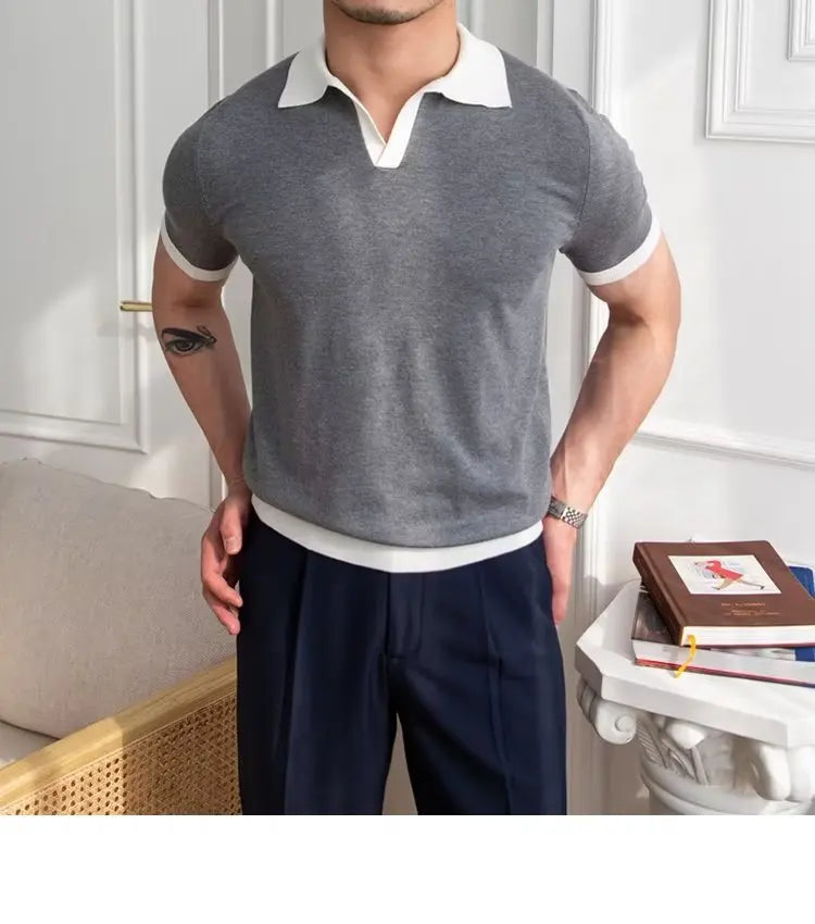 👑 KING POLO KNIT — POLO TRICOT COL REVERS CASUAL LUXE SIGNATURE