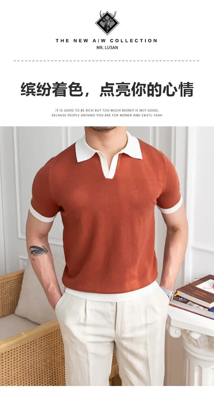 👑 KING POLO KNIT — POLO TRICOT COL REVERS CASUAL LUXE SIGNATURE