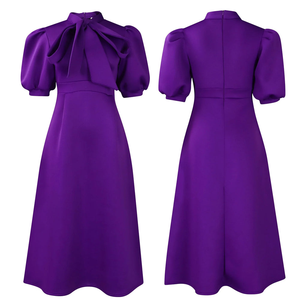 👑 QUEEN BOW — ROBE PLISSÉE À NŒUD SIGNATURE