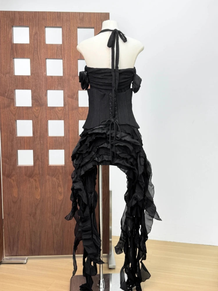 👑 QUEEN TRIO — ENSEMBLE MODULAIRE 3 PIÈCES CORSET & ROBE À VOLANTS SIGNATURE