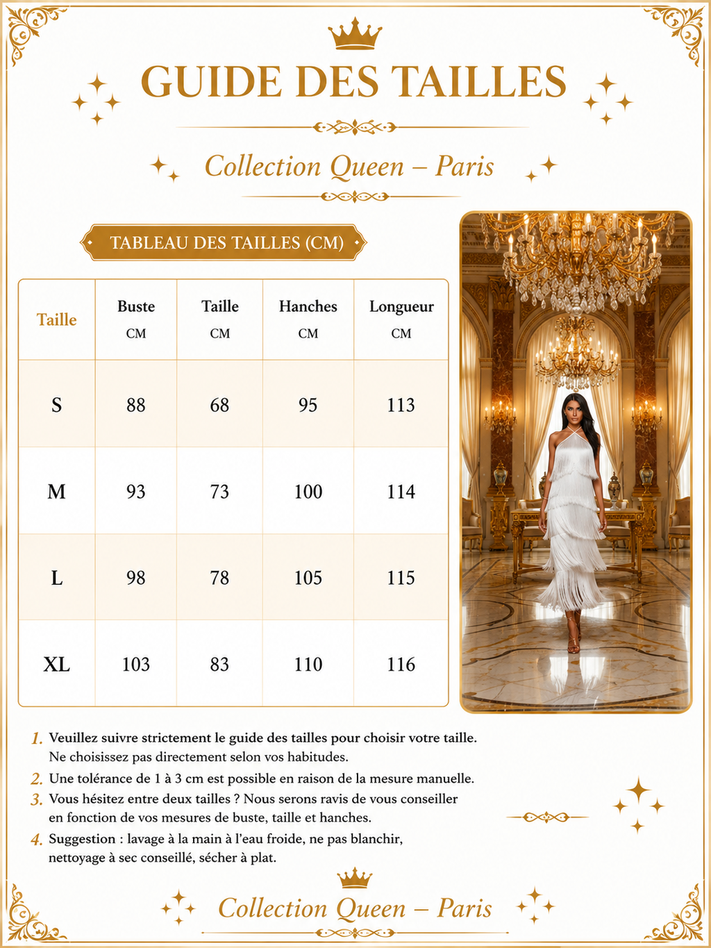 👑 Queen Franges Métallisées – Dos Nu Halter