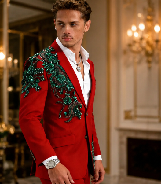 👑 King Pierres & Broderies – Tuxedo Cérémonie