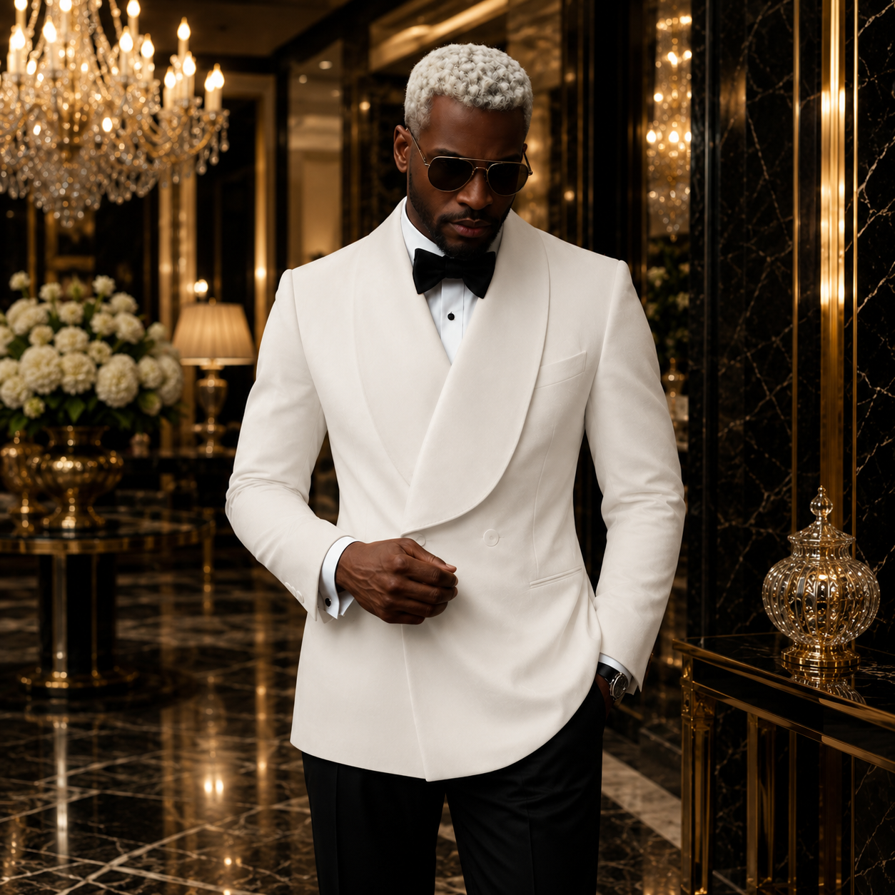 👑 King Velours Gris – Double Boutonnage Prestige