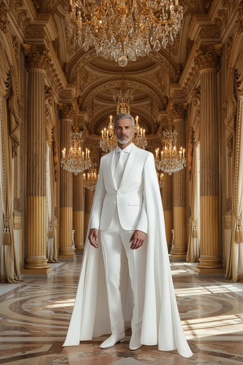 👑 KING CEREMONY SUIT — COSTUME MARIAGE 2 PIÈCES CAPE & BLAZER