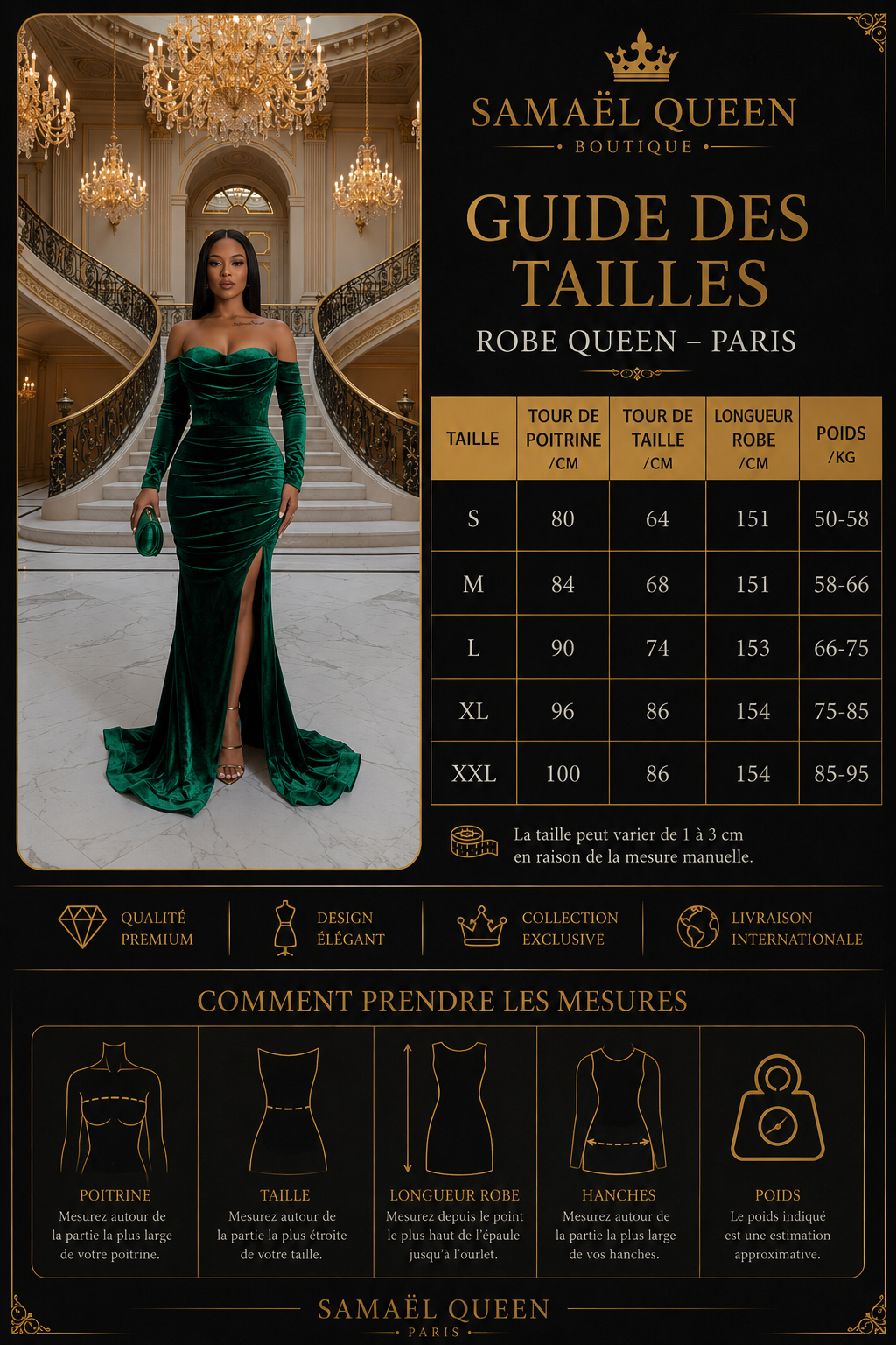 👑 QUEEN VELVET SIRÈNE — ROBE LONGUE ÉPAULE DÉNUDÉE FENTE HAUTE COUTURE