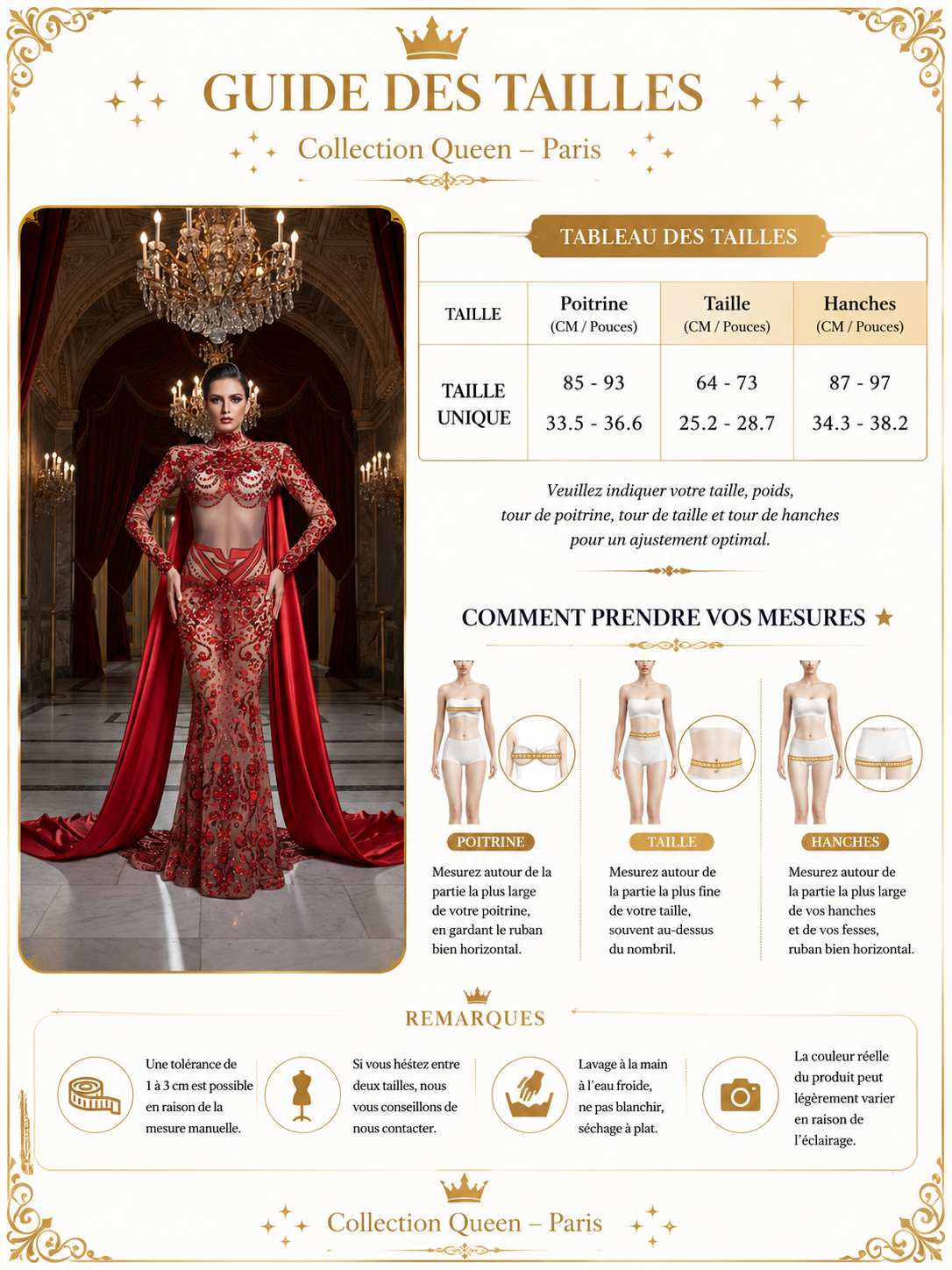 👑 QUEEN SPARKLE GOWN — ROBE LONGUE STRASS IMPRIMÉ COL MONTANT