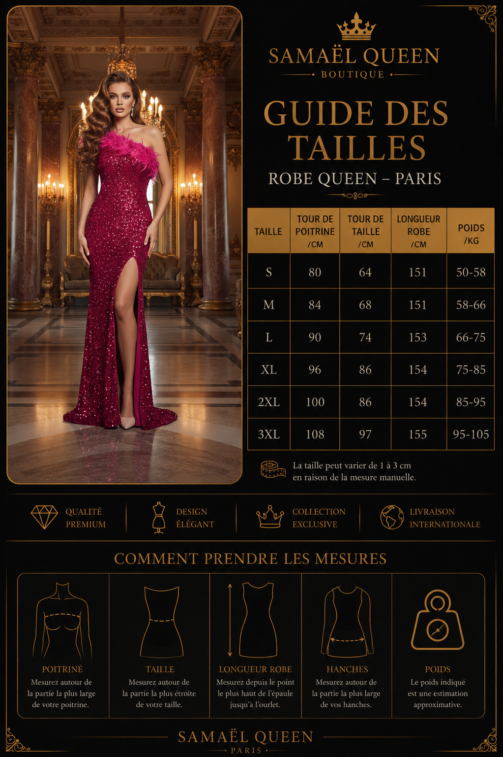 👑 QUEEN SEQUIN PLUMES — ROBE UNE ÉPAULE RUNWAY EDITION