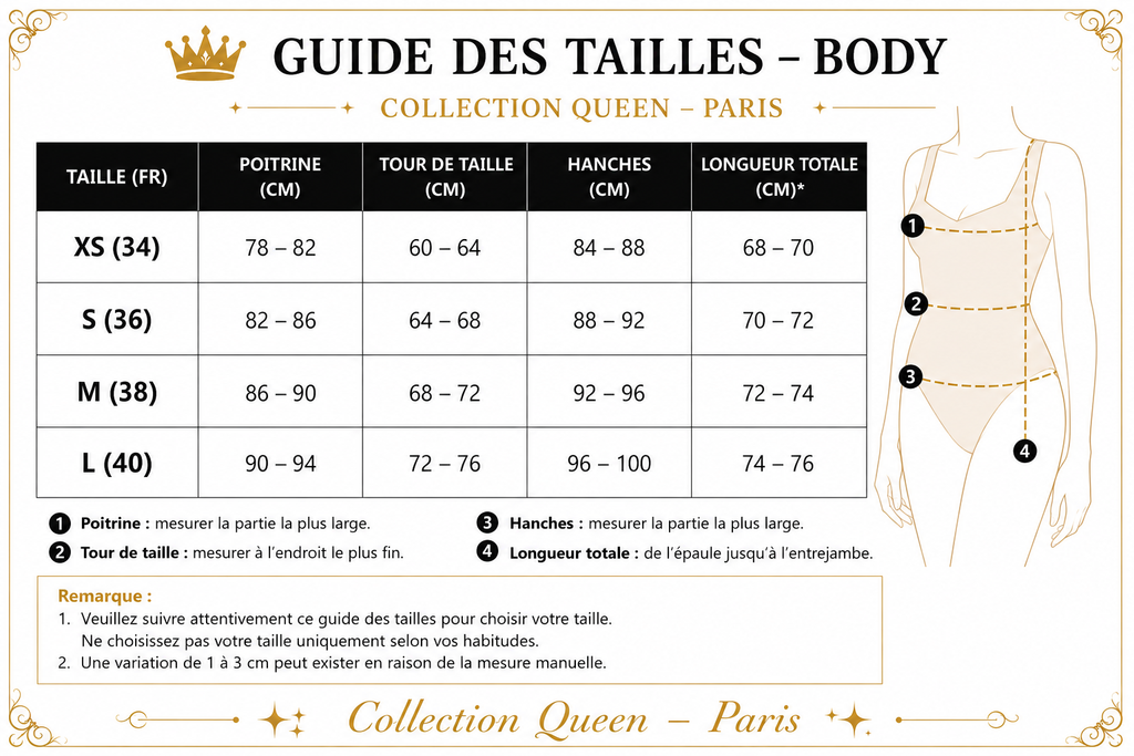 👑 QUEEN BODYSUIT — BODY DENTELLE COL V MANCHES COURTES