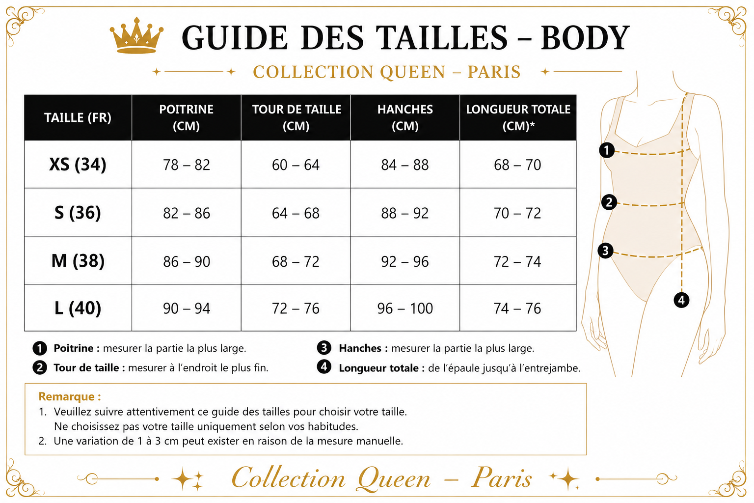 👑 QUEEN BODYSUIT — BODY DENTELLE COL V MANCHES COURTES