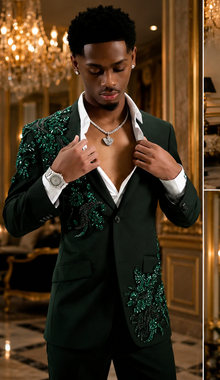 👑 King Pierres & Broderies – Tuxedo Cérémonie