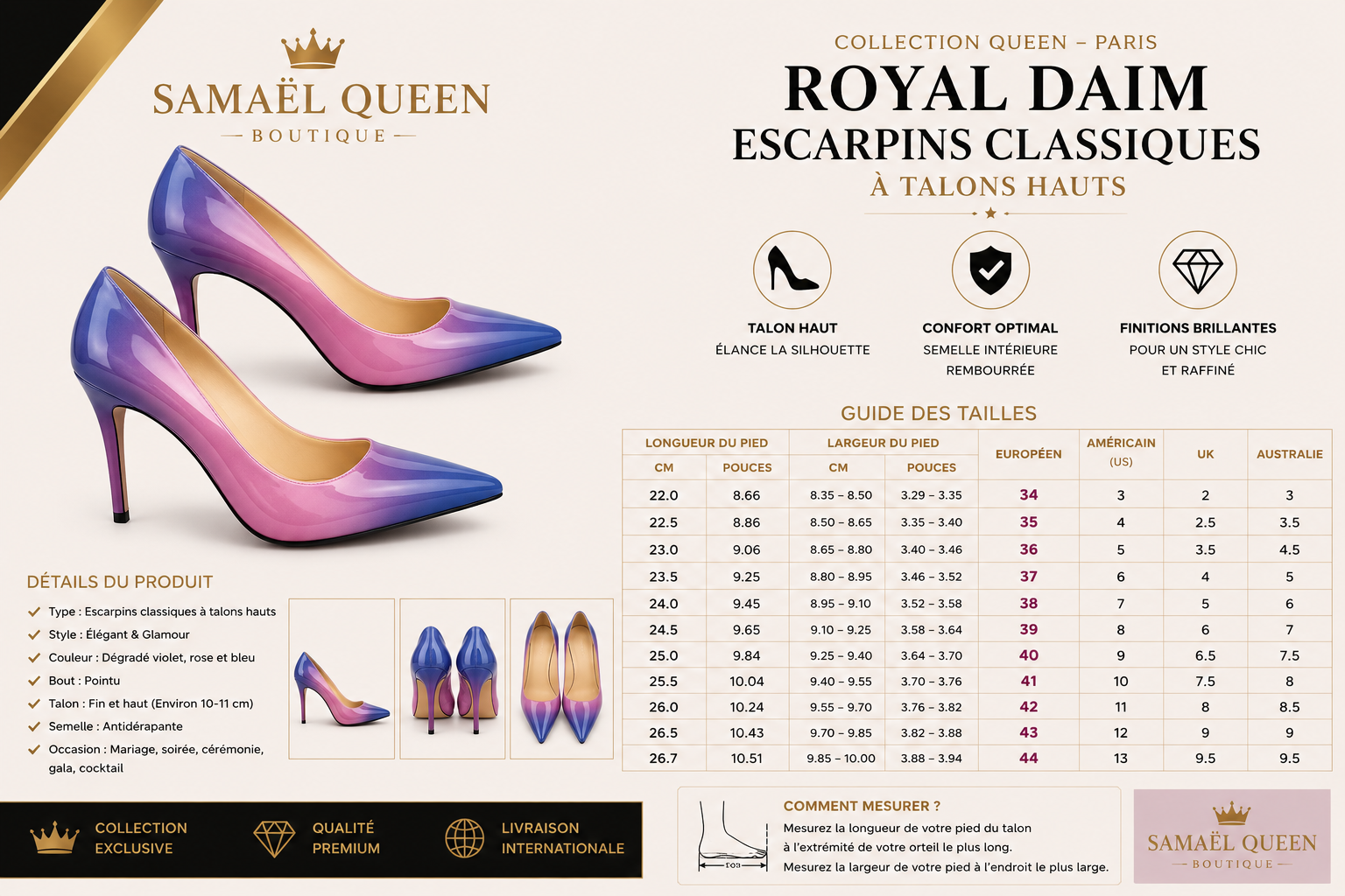 👑 ROYAL DAIM — ESCARPINS CLASSIQUES TALONS HAUTS