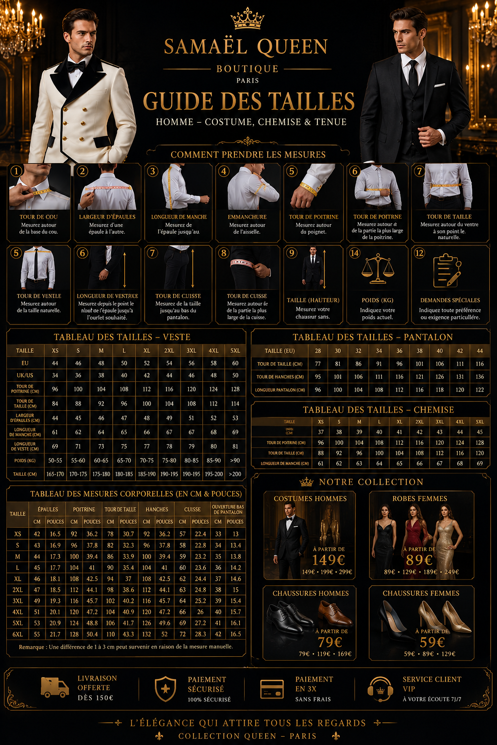 👑 KING DOUBLE PRESTIGE — SMOKING MARIAGE LUXE BLAZER LONG CROISÉ 2 PIÈCES